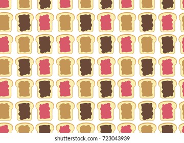 Toast. Breakfast. Seamless pattern.  All elements are  hidden under mask. Pattern are not cropped and can be edited.