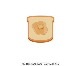toast with butter icon 3d illustration render