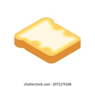 Toast mit Butter einzeln. Erdnussbrotscheibe Food-Vektorgrafik