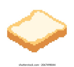 Toast With Butter Pixel Art. Pixelated Peanut Butter Bread Slice 8bit. Food Vector Illustration