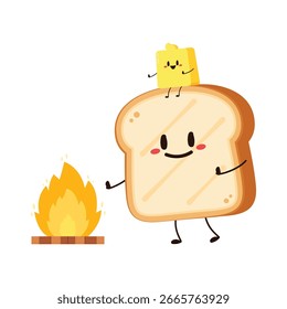 Caractere de notificação do sistema. Design de caracteres de pão e manteiga. Vetor de desenho animado Toast bonito.