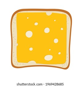 Toast with cheese. Cheese Sandwich. Lunch, dinner, breakfast snacks, quick snack. Vector illustration isolated on white background. Flat design style for menu, cafe, restaurant, poster, sticker.
