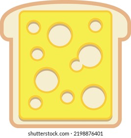 Toast With Cheese Slice. Sandwich Top View Icon