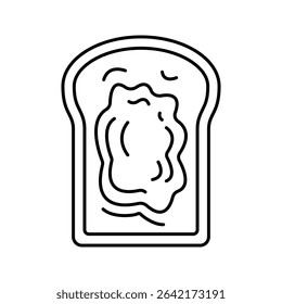 Toast with Chocolate Outline style, a slice of toast with chocolate spread, great for breakfast graphics and snack visuals.