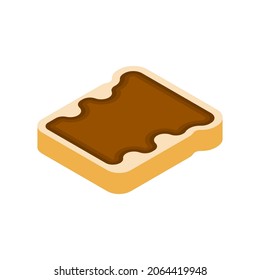 Toast with chocolate spread isolated.  piece of bread with chocolate