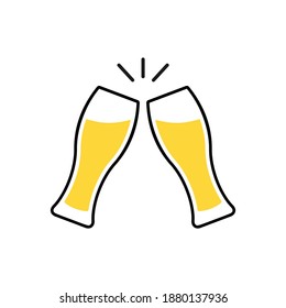 Toast clink two glasses with beer. Vector