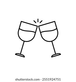 Toast, clinking glasses line icon, vector Celebration sign illustration..eps