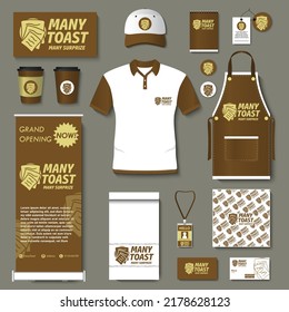 Toast corporate identity template design for toast shop. Branding design start up restaurant 