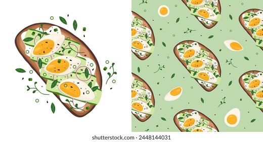 Toast with cucumbers, boiled eggs and onion