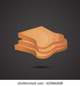 Toast detailed, color, isolated icon on neutral background. Vector art.