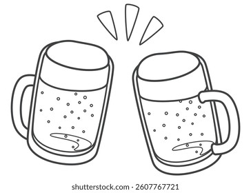 Toast with a draft beer. Vector illustration.