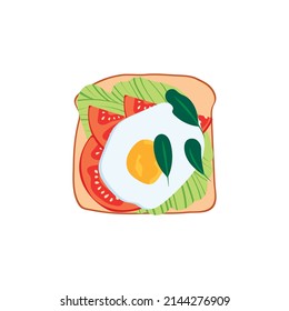 Toast with egg, avocado, tomatoes, herbs. Healthy balanced diet. Healthy breakfast or snack.