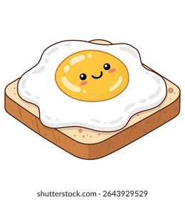 Toast and egg cute breakfast mascot
