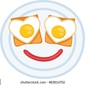 toast with egg face on the plate