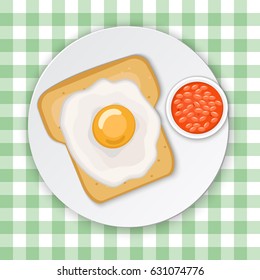 Toast with eggs. Breakfast illustration