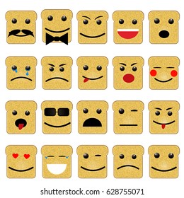 toast emoji set. vector illustration