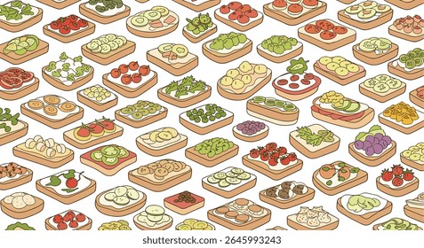 Um brinde a sabores diferentes pães topings deliciosos mordidas