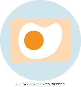 Toast with Fried Egg – Flat Vector Illustration