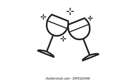 Toast Glasses Icon. Vector simple editable illustration of glasses toast