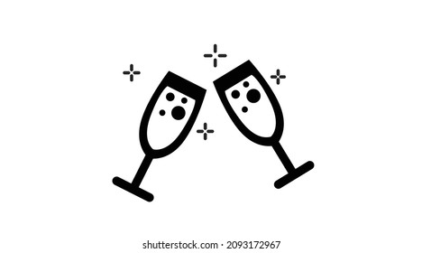 Toast Glasses Icon. Vector simple editable illustration of glasses toast