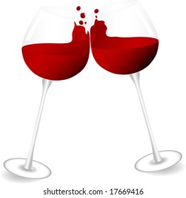 Toast with glasses of red wine