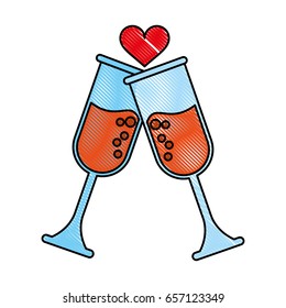 toast heart flat illustration scribble