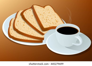 toast and hot coffee graphic vector