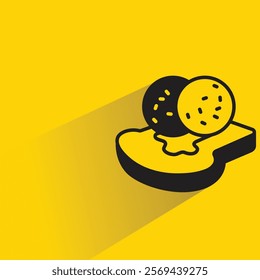 toast ice cream icon with shadow on yellow background