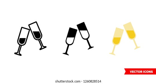 The toast icon of 3 types: color, black and white, outline. Isolated vector sign symbol.