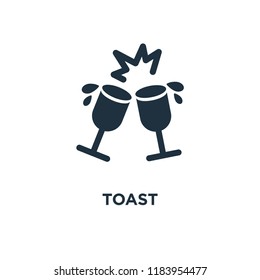 Toast icon. Black filled vector illustration. Toast symbol on white background. Can be used in web and mobile.