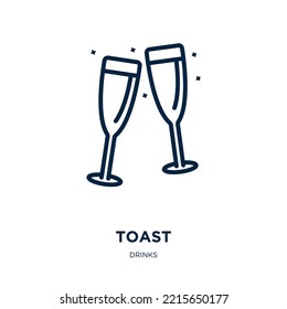 toast icon from drinks collection. Thin linear toast, bread, food outline icon isolated on white background. Line vector toast sign, symbol for web and mobile