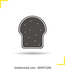 Toast icon. Drop shadow silhouette symbol. Bread slice. Vector isolated illustration