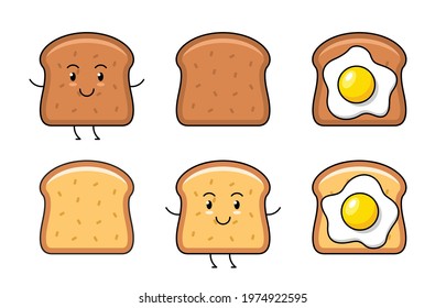 Toast icon. Fried egg and toast. Isolated on White background