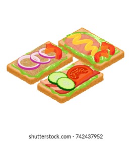 Toast icon. Isometric illustration of toast vector icon for web