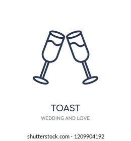 Toast icon. Toast linear symbol design from Wedding and love collection. Simple outline element vector illustration on white background.