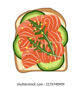 Toast icon with salmon and cucumber. Icon for web design, isolated on a white background. Proper nutrition. Breakfast