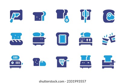 Toast icon set. Duotone color. Vector illustration. Containing spreading, sandwich, toast, bread, toaster.