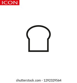 Toast icon. Sliced bread piece sign. Bakery symbol. Linear outline icon on white background. Vector