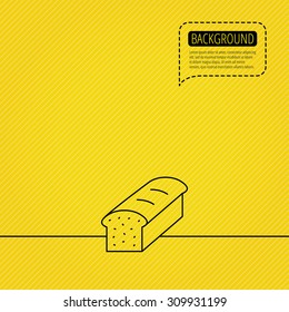 Toast icon. Sliced bread sign. Bakery symbol. Speech bubble of dotted line. Orange background. Vector