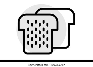 Toast Icon in vector graphics can be used for web and printed designs or printable projects.  Cafe and Restaurant related vector line icons. 

