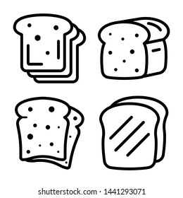 Toast icons set. Outline set of toast vector icons for web design isolated on white background