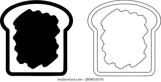 Toast with irregular shaped burned area on bread slice vector icon Editable