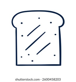 Toast isolated icon. Outline vector hand drawn illustration on white background.
