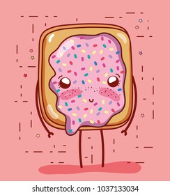 Toast with jam cute kawaii cartoon