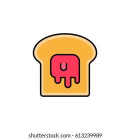 Toast with jam outline flat icon