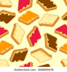 Toast with jam pattern seamless. Food background