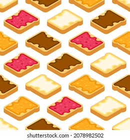 Toast with jam pattern seamless. Food background