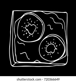 Toast with kiwi vector illustration. Doodle style. Design icon, print, logo, poster, symbol, decor, textile, paper