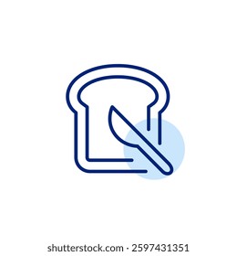 Toast and knife. Breakfast bread with peanut butter and jelly. Pixel perfect, editable stroke vector icon