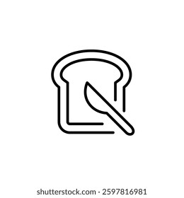 Toast and knife. Breakfast bread with peanut butter and jelly. Pixel perfect, editable stroke vector icon